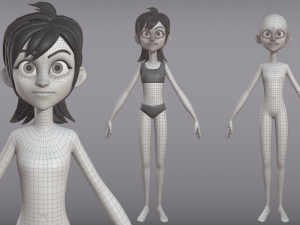 male and female cartoon characters base mesh Model 3D