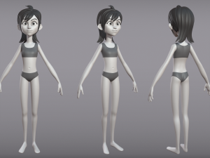 male and female cartoon characters base mesh Model 3D