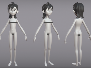 male and female cartoon characters base mesh Model 3D