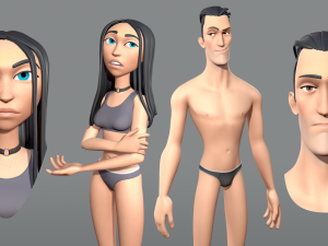 male and female cartoon characters base mesh Modèle 3D