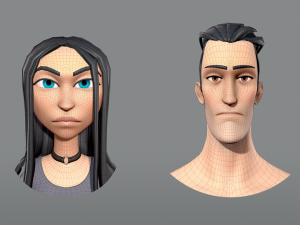 male and female cartoon characters base mesh Modèle 3D