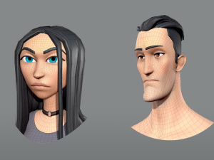male and female cartoon characters base mesh Modèle 3D