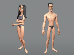 male and female cartoon characters base mesh Modèle 3D