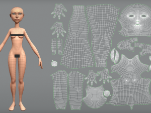 male and female cartoon characters base mesh Modèle 3D