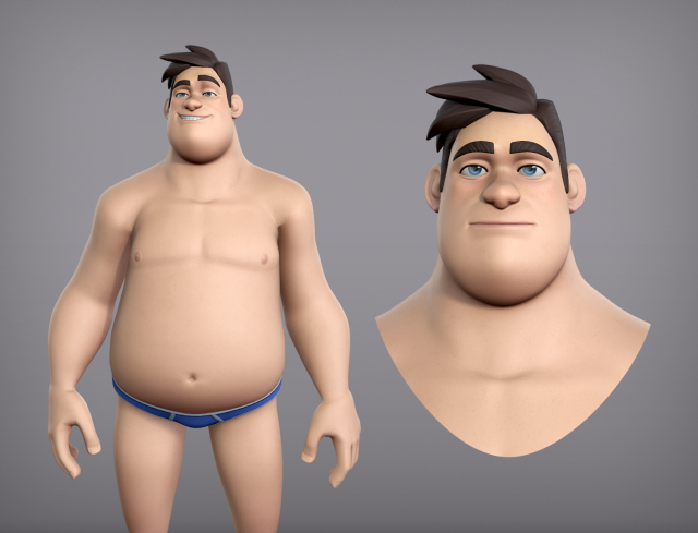 cartoon male character harold base mesh 3D Модель .c4d .max .obj .3ds .fbx .stl .blend 