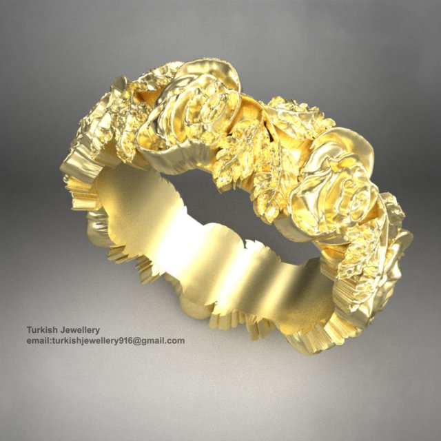 Rose Ring Carving 3D Model .c4d .max .obj .3ds .fbx .stl .blend 