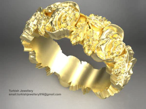 バラのリングの彫刻 3Dモデル