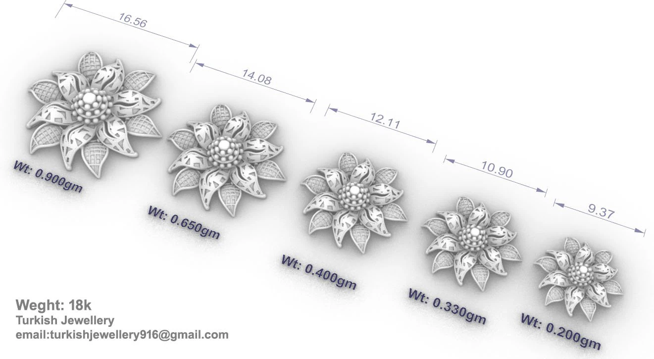 Sunflower Locket set 3D Print Model .c4d .max .obj .3ds .fbx .stl .blend 