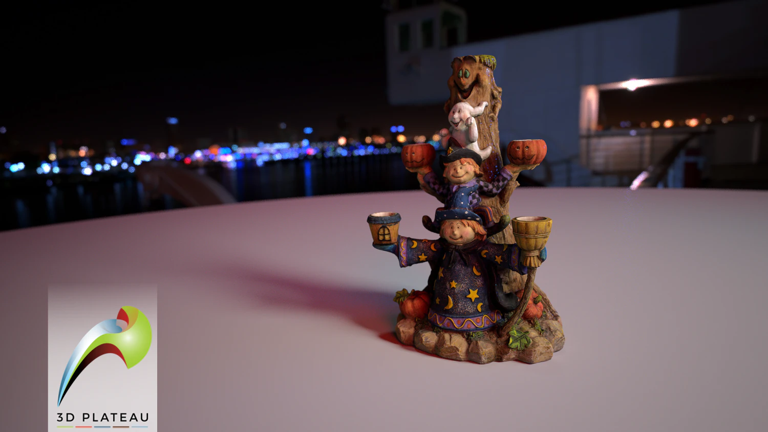 0002-01 large multi-candle holder 3D Model .c4d .max .obj .3ds .fbx .stl .blend 