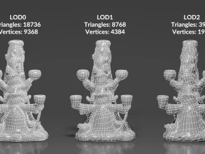 0002-01 large multi-candle holder 3D Model