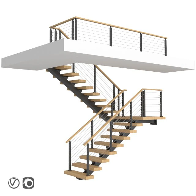 modern stairs 3D Model .c4d .max .obj .3ds .fbx .stl .blend
