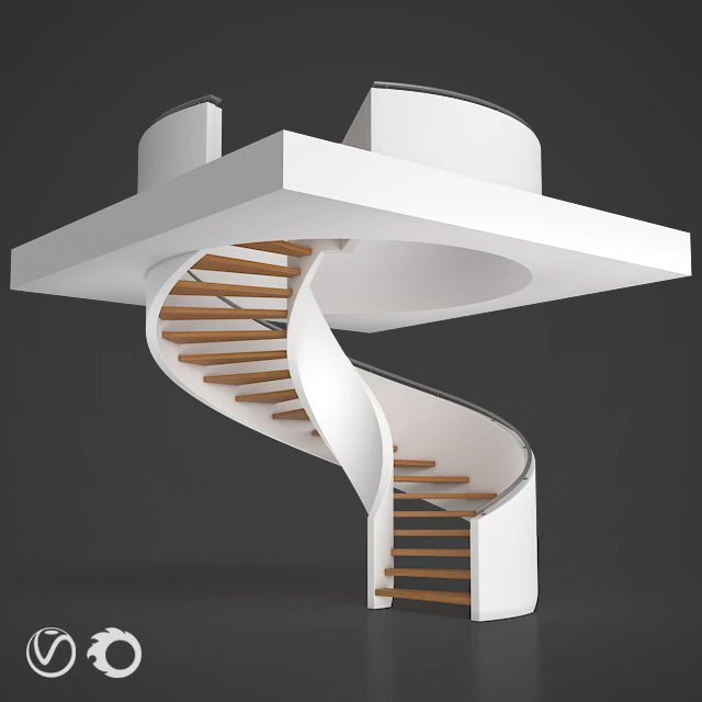 spiral staircase 02 3D Model .c4d .max .obj .3ds .fbx .stl .blend 