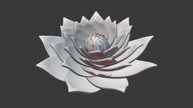 lotus spiral water lily 3D 프린트 모델 .c4d .max .obj .3ds .fbx .stl .blend 