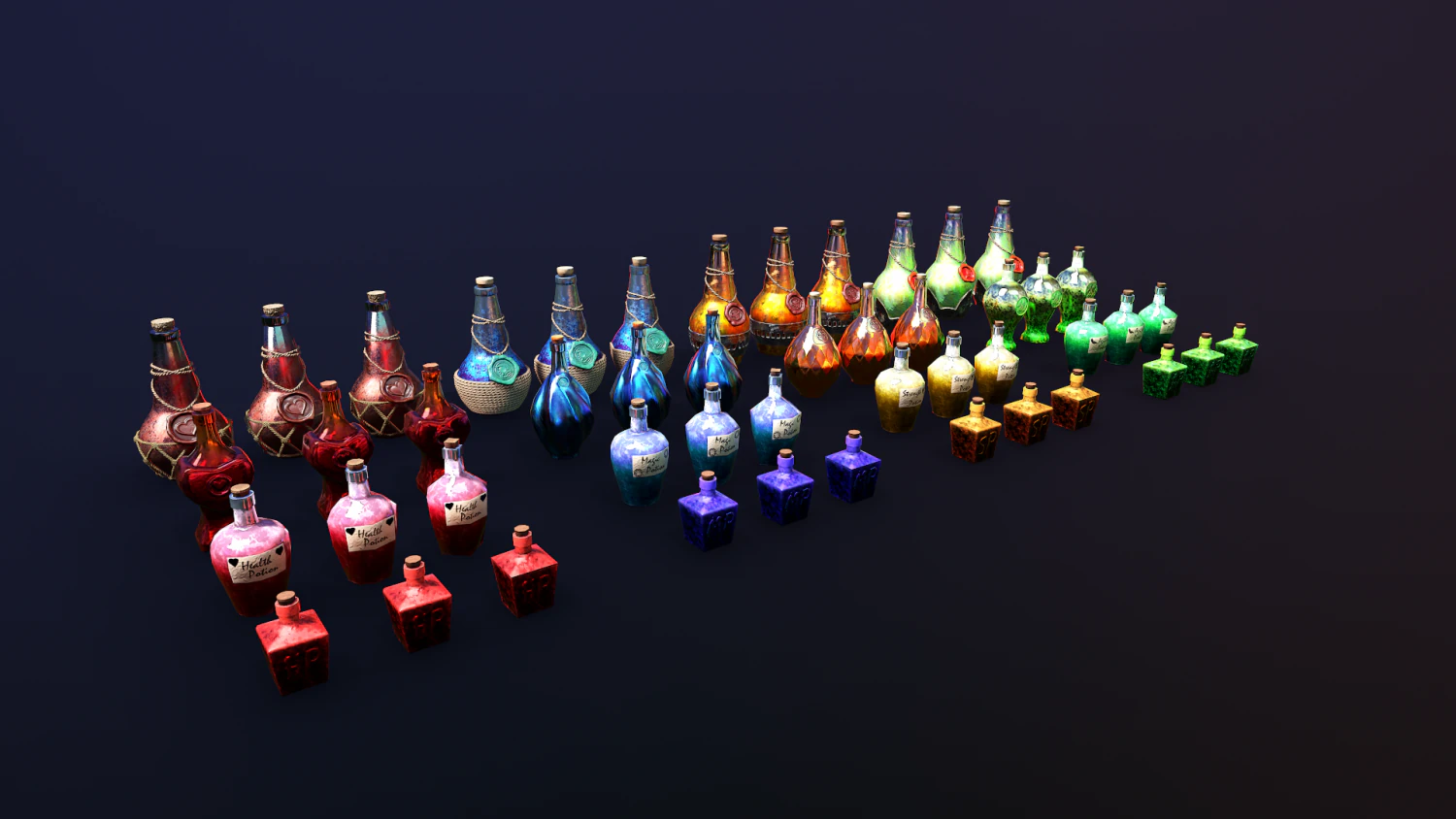 potion pack 3D Model .c4d .max .obj .3ds .fbx .stl .blend 