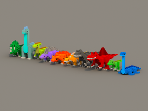 dinosaur voxel low poly pack 3D Model