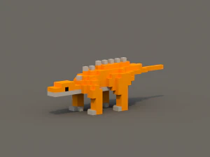 dinosaur voxel low poly pack 3D Model