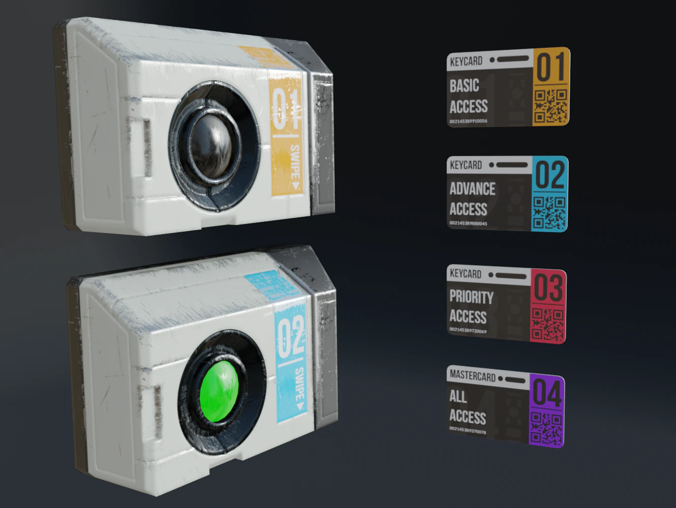 sci-fi keycard and scanner for doors 3D Model .c4d .max .obj .3ds .fbx .stl .blend