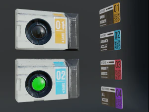sci-fi keycard and scanner for doors 3D Model