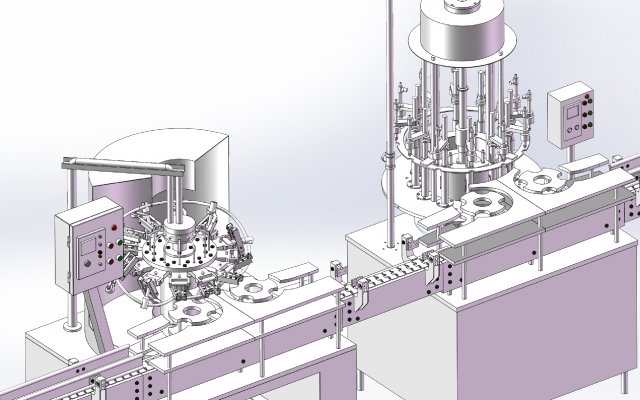 Bottles Washing Filling And Capping Line 3D model 3D printable