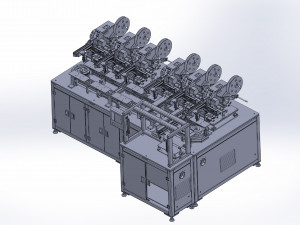 6 location fitting machines production auto-loading chapter 6 circulating film labeling machine 3d Modello 3D