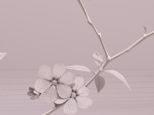 decorative set - vase with sakura 3D 模型