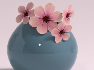 decorative set - vase with sakura 3D 模型