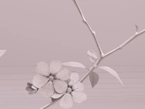 decorative set - vase with sakura 3D Model
