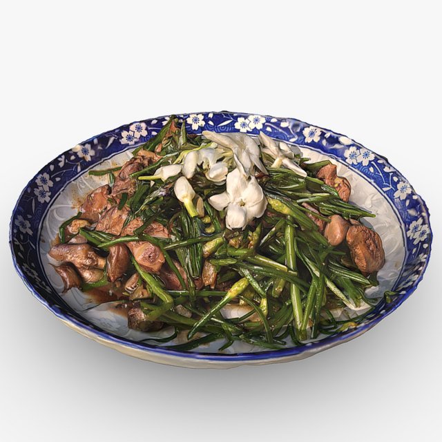 Stir fried Garlic 3D Model .c4d .max .obj .3ds .fbx .stl .blend 