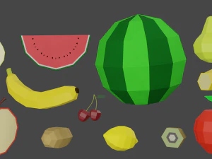 frutas baixo poli Modelo 3D