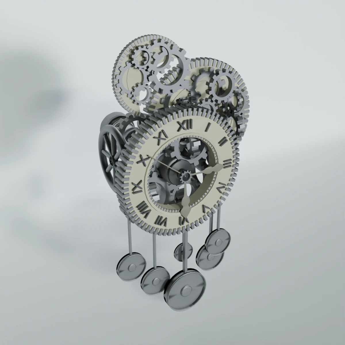 wall clock steampunk 3D Model .c4d .max .obj .3ds .fbx .stl .blend 