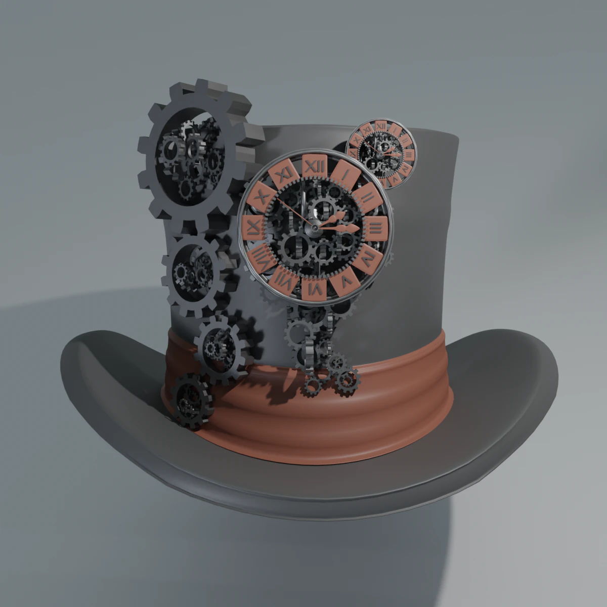 hat clock steampunk 3D Model .c4d .max .obj .3ds .fbx .stl .blend 