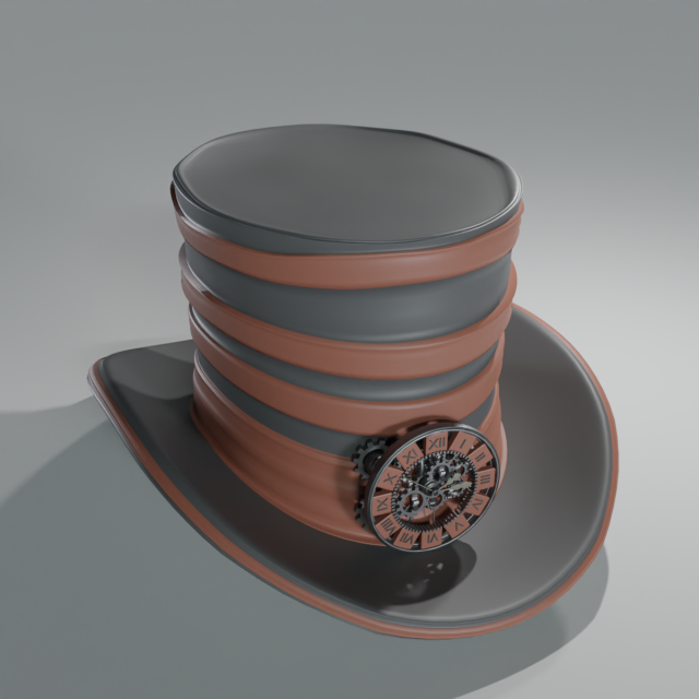 hat clock steampunk simple 3D 模型 .c4d .max .obj .3ds .fbx .stl .blend 