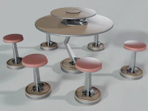 tafel en stoelen steampunk 3D Model