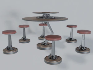 table and chairs steampunk 3D Model