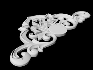 Adorno decorativo central para muebles. Modelo 3D