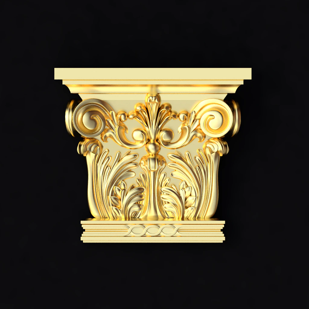 Carved column capital 3D Model .c4d .max .obj .3ds .fbx .stl .blend 