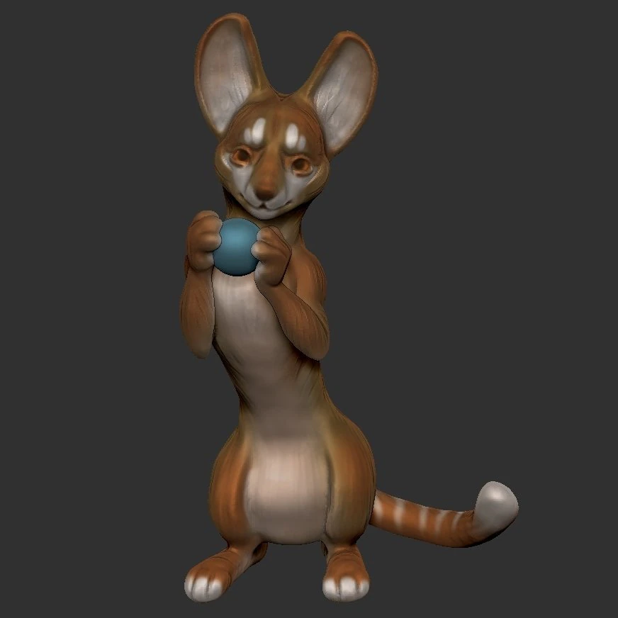 Fantasy mouse holding sphere 3D Print Model .c4d .max .obj .3ds .fbx .stl .blend 