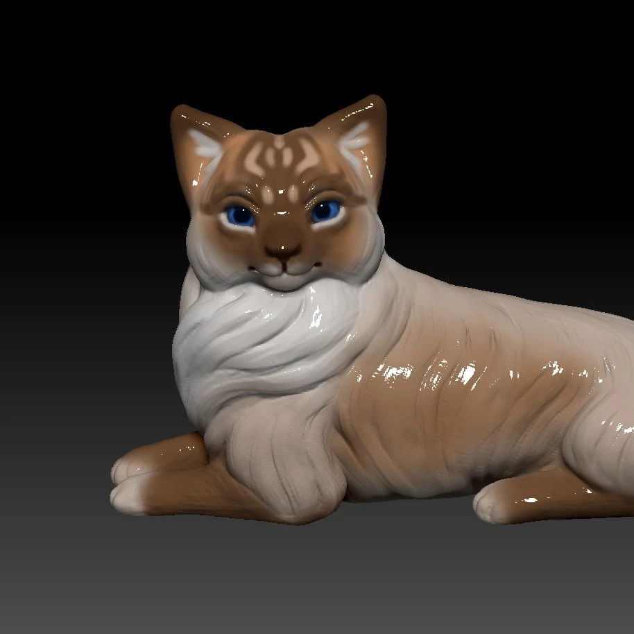 Birman cat lies 3D Print Model .c4d .max .obj .3ds .fbx .stl .blend 