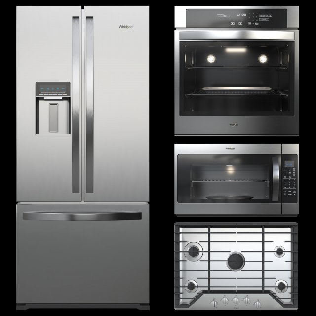 whirlpool appliances collection Model 3D .c4d .max .obj .3ds .fbx .stl .blend 