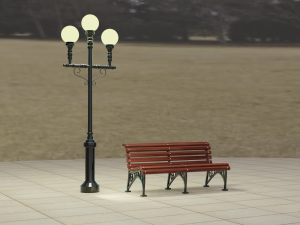 bench and lamp Modello 3D