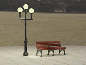 bench and lamp 3D Model