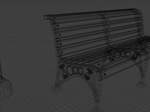 bench and lamp Modello 3D