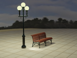 bench and lamp Modello 3D