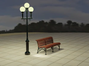 bench and lamp 3D Model