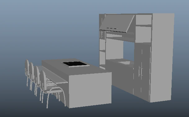kitchen 3D Model .c4d .max .obj .3ds .fbx .stl .blend 