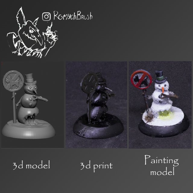 snowman Model Cetak 3D .c4d .max .obj .3ds .fbx .stl .blend 