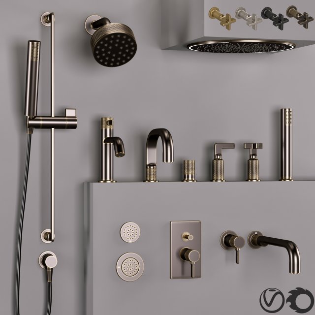 gessi bathroom inciso faucet set 2 Model 3D .c4d .max .obj .3ds .fbx .stl .blend 