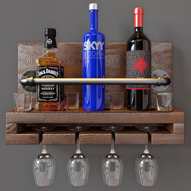 wine bottle 3 3D Модель .c4d .max .obj .3ds .fbx .stl .blend 