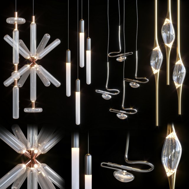 pendant light collection 3D Model .c4d .max .obj .3ds .fbx .stl .blend 