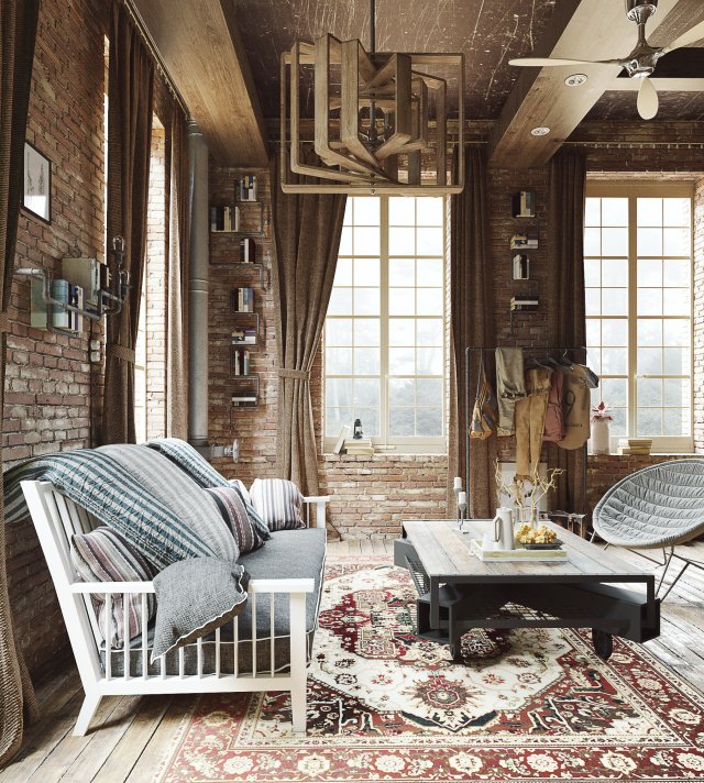 living room 3D Model .c4d .max .obj .3ds .fbx .stl .blend 